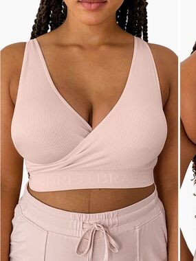 Kindred Bravely
Sublime Adjustable Crossover
Nursing/Lounge Bra Soft Pink M NWT
